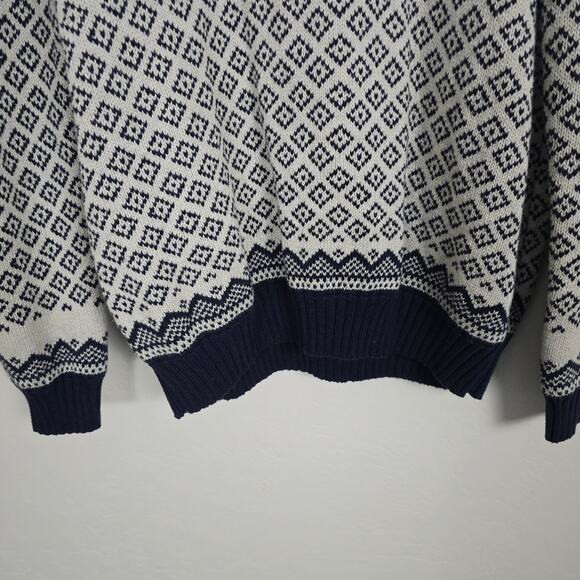Izod Mens Sweater Fair Isle Button Mock Neck Grandpa Core Coastal Nordic Ski XL - Picture 10 of 14